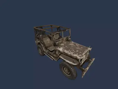 Damaged WWII Military Jeep 3D model