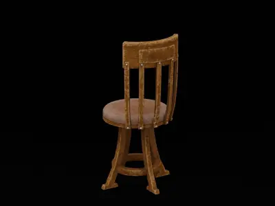 Wooden Chair Low-poly 3D model 18