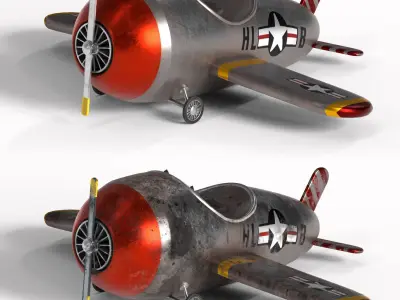 AIR PLANE TOYS OLD AND CLEAN PBR 4K 3D model