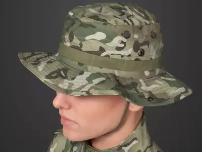 Tactical Boonie Hat 3D Model Metahuman 9 Camos UE5 Game Ready Low-poly 3D model