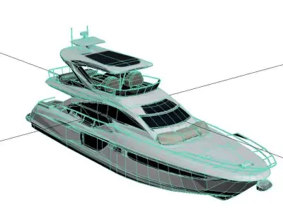 Azimut 68 Fly Luxury Yacht Low Poly Motor Yacht Low-poly 3D model