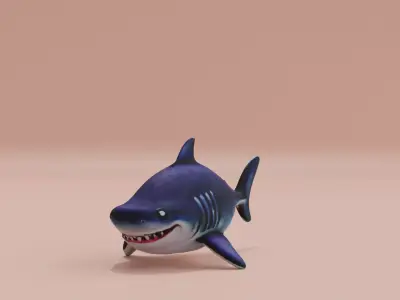 Baby Shark Fat Chibi Style Cartoon Low-poly 3D model