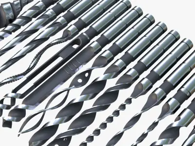 Drill Bit Set Industrial 15 Types 3D model
