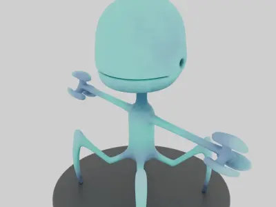 Alien cartoon   Low-poly 3D model