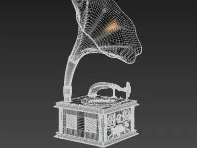 An antique gramophone a gramophone from old-fashioned 3D model
