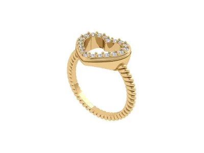 Heart Ring 3D print model 9