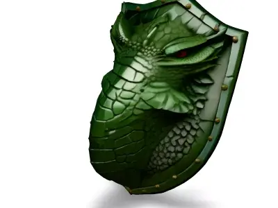 Green Dragon Shield LowPoly Game Asset Low-poly 3D model