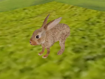 Low Poly Rabbit in grassy field Low-poly 3D model