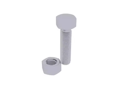 Hex Head and Bolt Nut 3D model