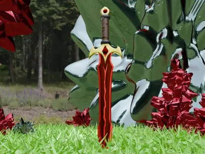 Crimson Monarch-Stylized fantasy sword- Game-Ready Low-poly 3D model