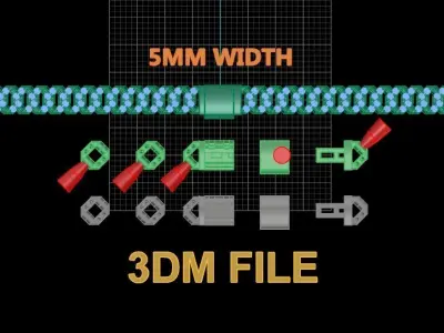 Cuban Diamond Chain Link Box Style 5MM WIDTH  3D print model