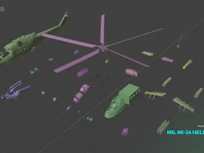 Mil Mi-24 Helicopter 3D Model 3D model purchase