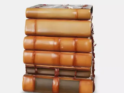 Worn Stack Books Low-poly 3D model