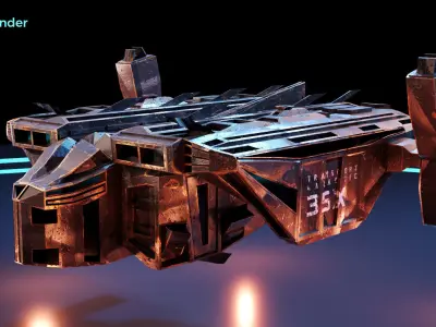 3D Low Poly Sci-Fi Spaceship Free low-poly 3D model
