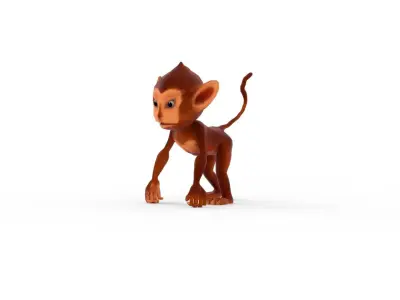 Low poly monkey textured and rigged Low-poly 3D model