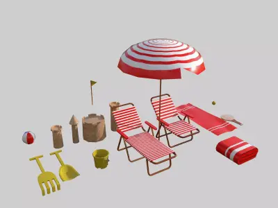 Beach Props Pack Low-poly 3D model