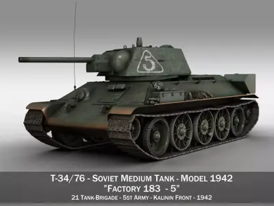 T-34-76 - Model 1942 - Soviet medium tank - 5 3D model