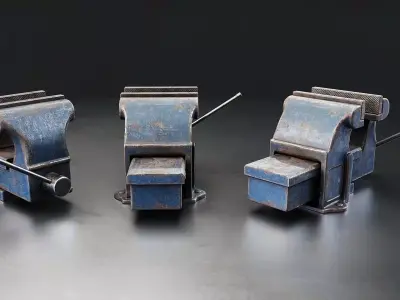 Industrial Bench Vise 3D Model Low-poly 3D model