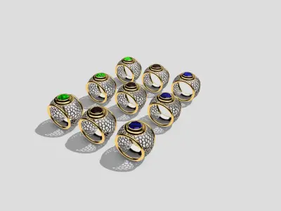 3D Printible ring whit stone 3D model