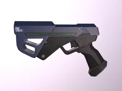 SCI-FI police large-caliber pistol Low-poly 3D model
