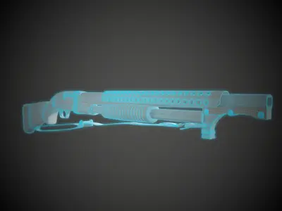 WW2  Pump Action Shotgun Low-poly 3D model