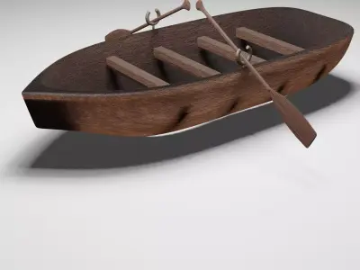 wood boat Low-poly 3D model