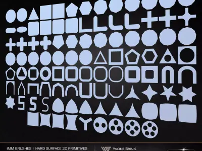 100 Hard Surface IMM 2D Primitives Low-poly 3D model