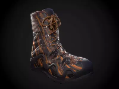 Military Boot Yellow Stripes Skin Low-poly 3D model