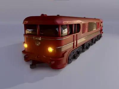 old red train sncf blender 3D model