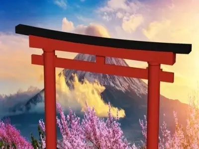 Shrine gate Low-poly 3D model