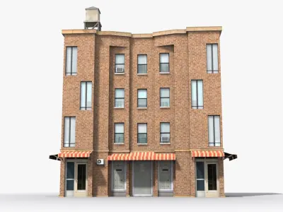 Apartment Building x34 Low-poly 3D model