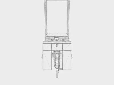 3D Model of Cargobike Cafe Low-poly 3D model
