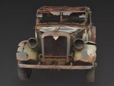 WWII British Armored Car Wreck 3D Model 3D Model Low-poly 3D model