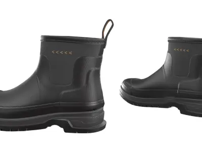 Black Short Rubber Boots 3D model