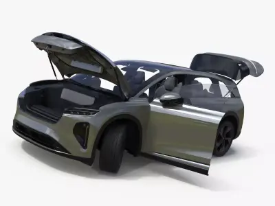 Lucid Gravity Olive Electric SUV Lights Off Rigged for Cinema 4D 3D model