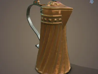 art nouveau copper pitcher Low-poly 3D model