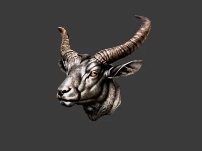 Bull Animal Head Low-poly 3D model