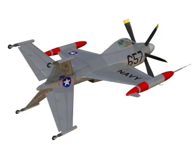 XFV-1 fighter jet with propellers flying in air 3D model