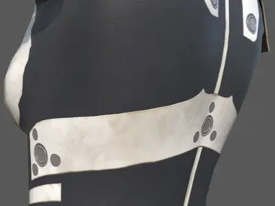 Simple sci-fi female white armor gameready Low-poly 3D model