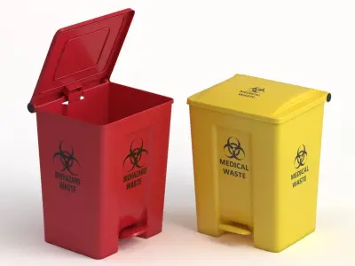 Medical Waste Bin Low-poly 3D model