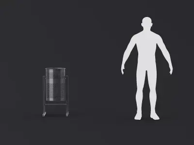 Street Bin Outdoor Metal 03 Low-poly 3D model