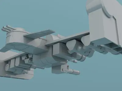 Space ship Low-poly 3D model 6