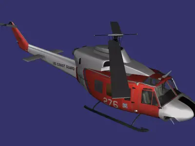 Bell UH-1N Twin Hu Free low-poly 3D model