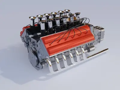 V12 car engine 3D model 3D model