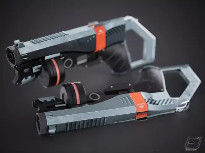 Modern Revolver   Low-poly 3D model