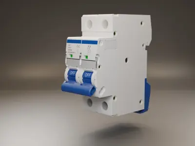 Electrical part 2pole Miniature Circuit Breaker 3D model