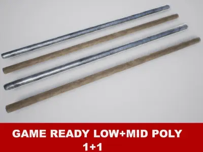 Fighting Arnis Sticks PBR Game Ready Low-poly 3D model
