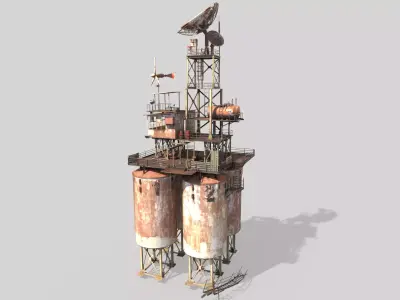 Post-Apocalyptic Outpost Tower 2 3D model