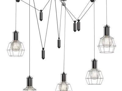 Bingham Caged Bulbs Industrial Pendant Light Low-poly 3D model