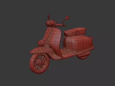 Vintage Vespa Style Motorcycle 3D Model Low-poly 3D model